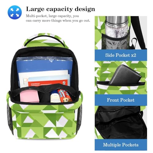 Ensemble de cartables 2 pièces triangle vert géométrique avec sac à dos et trousse - 3
