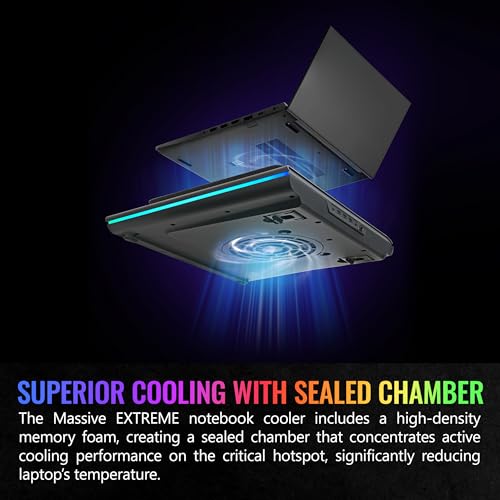 Image of Thermaltake Massive EXTREME Notebook Cooler; Laptop up to 18in; 800~3500 RPM; 48.5 CFM; 120mm Cross Flow Fan; Ambient Temp Sensor; PWM Scroll Wheel; 2 Stage Height & Angle Adjustment; CL-N023-PL12SW-B