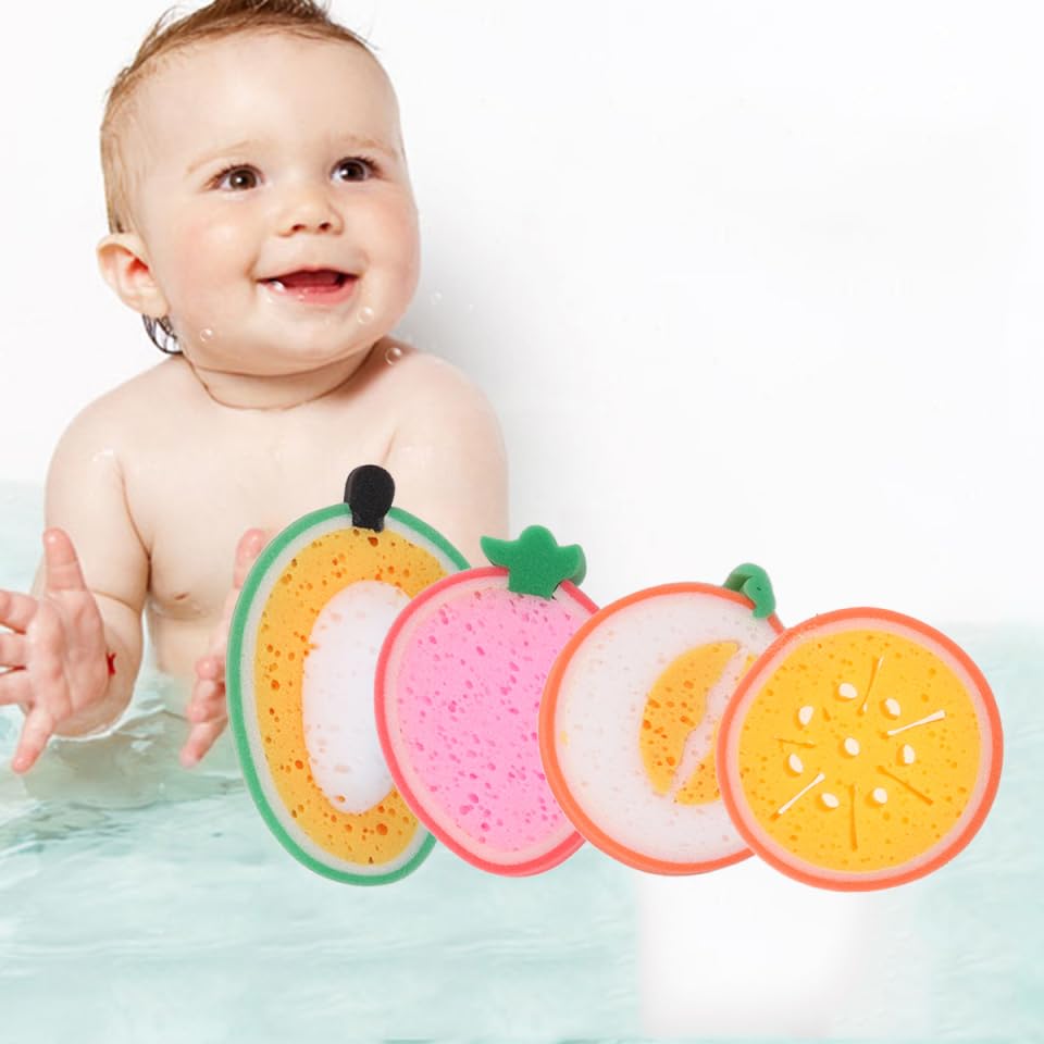Esponja de baño niños con forma de fruta pack de 4 esponja ducha ecológica 2
