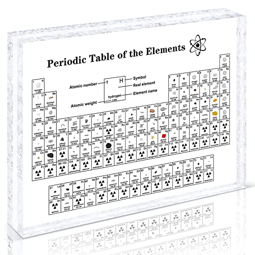 Image of Giftota Periodic Large Table with Real Elements Inside, Real Periodic Table of 83 Elements, Acrylic Periodic Table Display with Elements Samples, Chemistry Gifts Crafts Decor for Kids Adults Teacher