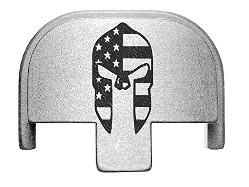 NDZ Performance Rear Slide Cover Plate for Smith & Wesson Self Defense S&W SD9 SD40 VE 9mm .40 Silver Custom Laser Engraved Image: Spartan Helmet US Flag