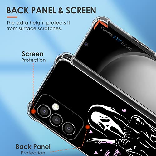 Petonist For Galaxy A14 5G Phone Case Scream Skeleton Skull Horror Movie Design Pattern Phone Cover For Boys Girls Men Cool Funny Unique Soft Tpu Cases For Samsung Galaxy A14 6.6” Love #TOP5