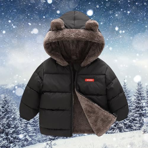 Winter Down Coats for Baby Boys Girls Warm Thick Fleece Lined Puffer Padded Jacket Kids Faux Fur Bear Hoods Cute Outerwear4