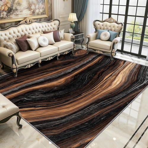 Tapis 3d lavable en machine motif bois abstrait - 3