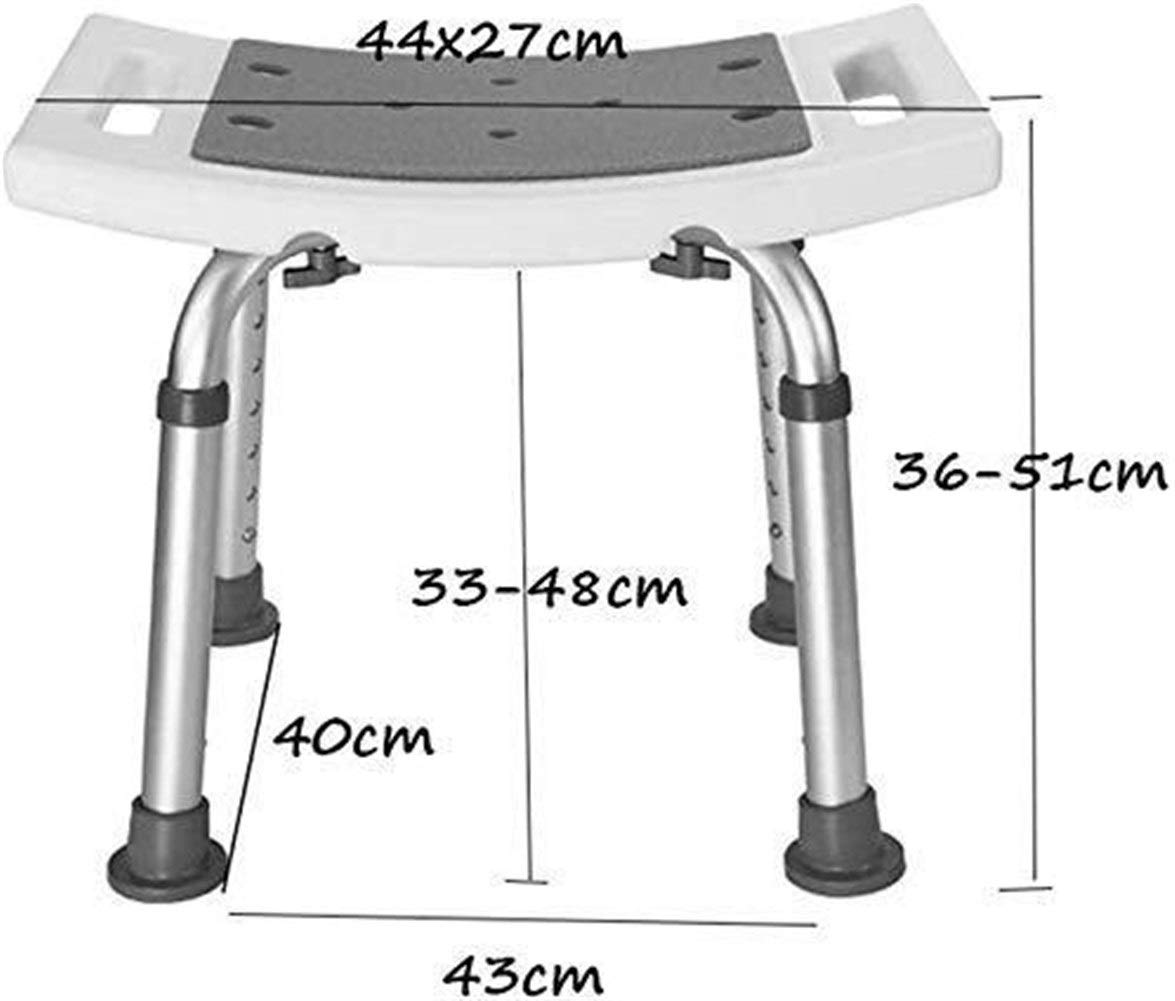 Taburete de Ducha Asiento de baño Silla de baño Antideslizante Aluminio Ligero Altura Regulable Antibacteriano Estable Ancianos con discapacidad 150 Kg de Peso