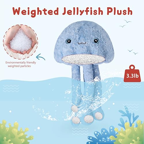 Image of Niuniu Daddy 20 inch 3.3 Pound Weighted Stuffed Animals Jellyfish for Kids Adults, Jellyfish Weighted Plush Toy, Chubby Body Pillow for Calming, Ocean Series Sleeping Gift for Everyday Comfort