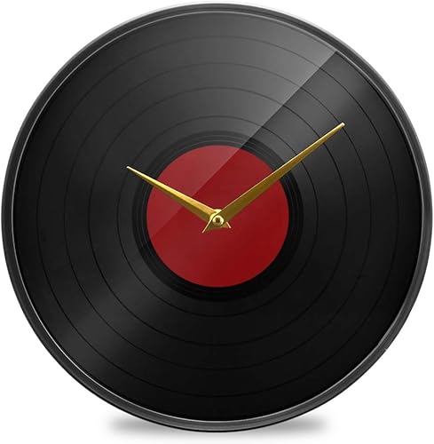ALAZA Divertido reloj de pared de disco de música clásica con pilas, silencioso, sin tictac, para decoración de sala de estar, 12 pulgadas 9.5