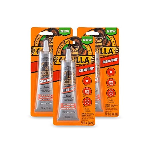 Gorilla Clear Grip Contact Adhesive, Waterproof, 3 ounce, Clear, (Pack of 3)