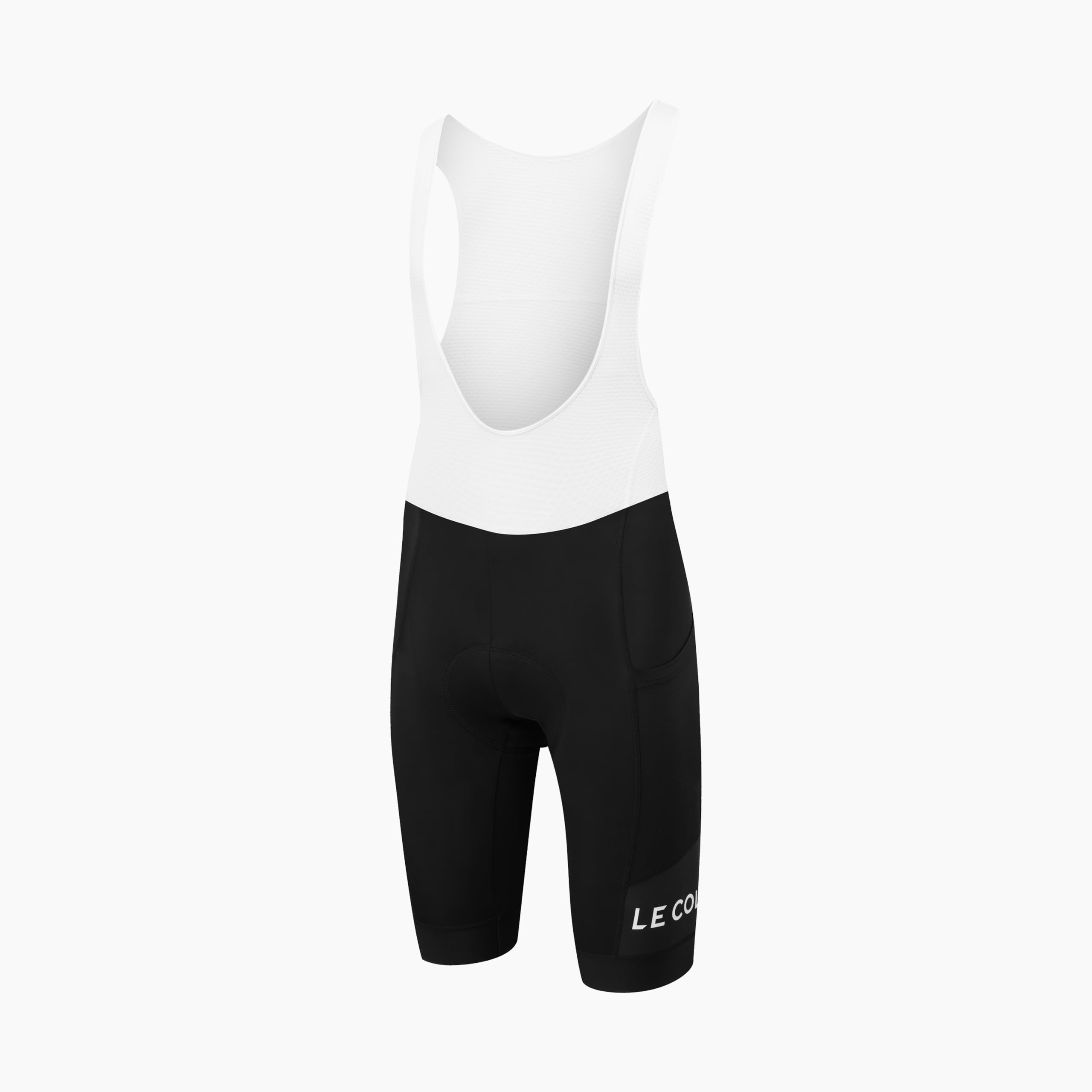 LE COL Men's Sport Cargo Bib Shorts | Padded Chamois Cycling Shorts with Gel Inserts | XS - 3XL (US, Alpha, Small, Regular, Regular, Black/White 2)