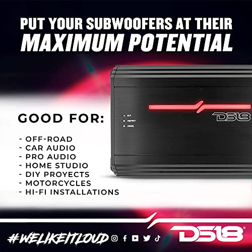 Ds18 Zr1000.1D Car Amplifier 1-Channel Digital Class D Subwoofer Monoblock Amp 3000 Watts Max Wattage At 1-Ohm - Adjustable Low Pass & Subsonic Filters With Bass Boost - Remote Bass Knob Included #TOP4