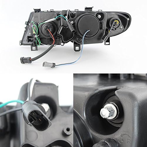 AKKON - For 2002-2005 BMW E46 3 Series 4-Doors Sedan Wagon [3D STYLE] DRL Dual-U LED Tube Black Projector Headlights LH+RH Pair