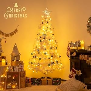 6ft Prelit White Christmas Tree with Remote Control, Artificial Christmas Tree with 250 Warm & Multi-Color Lights, Time Functional Hinged Full Tree with 859 Tips, Party & Office Decoration 6ft Prelit White Christmas Tree with Remote Control Artificial Christmas Tree with 250 Warm Multi Color Lights Time Functional Hinged Full Tree with 859 Tips Party Office Decoration