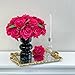 YiRonCins 20 pcs 4'' Rose Red Faux Flowers Magenta Pink Brushed Silk Rose Set for DIY Bouquet Wedding Arrangements Artificial Flower Wall Mirror Decor Baby Shower Home Decor Table Centerpieces