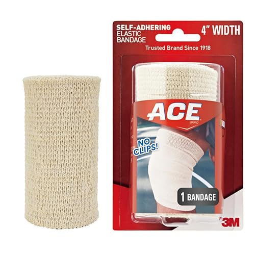 ACE 4 Inch Self-Adhering Elastic Bandage No Clips Beige Great For Leg Shoulder And More 1 Count