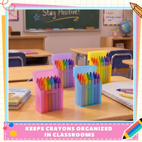 Image of Clabby 4 Pcs Clear Plastic Crayon Boxes Hold 24 Count, Pastel