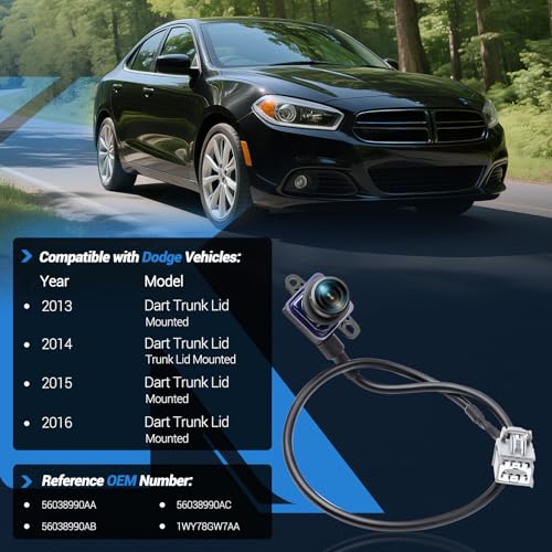 Image of Rear View Backup Camera Parking Assist Camera Compatible with Dodge Dart 2013 2014 2015 2016, Replaces 56038990AA 56038990AB 56038990AC 1WY78GW7AA