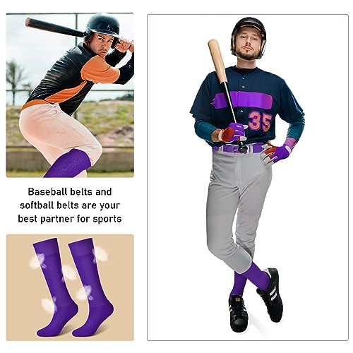Image of Zhanmai Baseball Belt and Socks Combo, Adjustable Elastic Belt and Softball Socks, Multiple Sizes for Youth Boys Girls, Adult