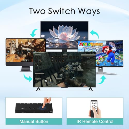 Conmutador extractor de audio HDMI 2.1 de 4 vías compatible con Roku y PC 5