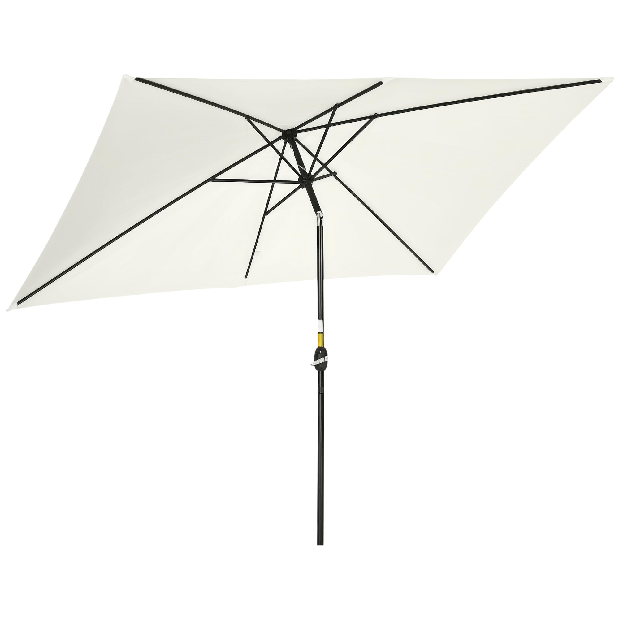 Outsunny Sombrilla de Aluminio 200x300x253 cm Inclinable con Manivela Gris | Parasol Rectangular de Jardín, Poste Desmontable, Anti-UV, para Terraza Piscina Patio Exterior