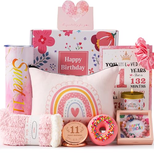 11th Birthday Gifts for Girls Best Gifts Basket Presents Ideas for Turning 11 Year Old Girls Happy Sweet 11th Birthday Pamper Hamper Box Kit for Sister Daughter Granddaughter Niece Teenage Teen Her