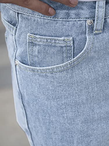 Image of AVANOVA Men's Slant Pocket Wide Leg Jeans - Casual Loose Fit Denim Pants, Cotton Blend Trousers with Slant Pockets for Daily & Streetwear (Jeans-139)