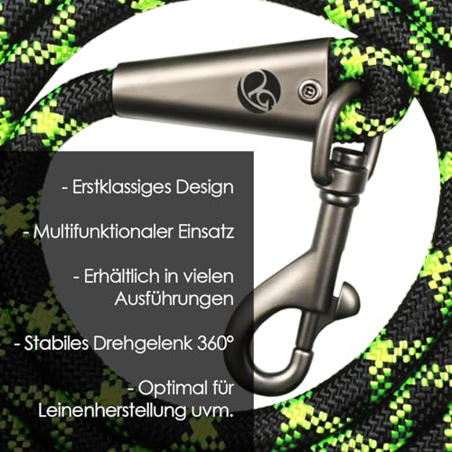 Ganzoo Karabiner-Haken mit Drehgelenk für Hunde-Leine, Wirbelkarabiner aus legiertem Stahl, Silber, 68 mm Länge, 16 mm Öse, 2er Set für Paracord 550, Gurtband, DIY, Schlüsselanhänger