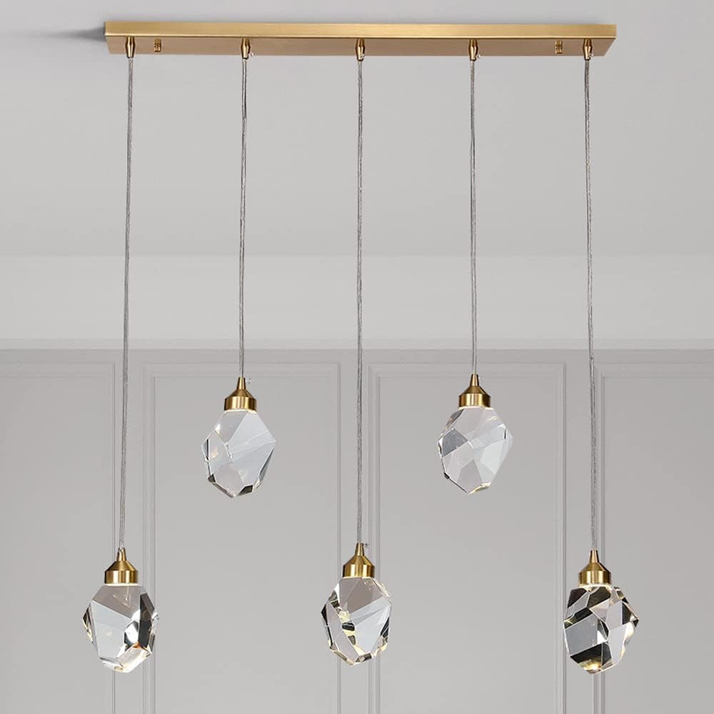 SYAXVOM LED Modern Crystal Chandeliers Luxury Pendant Light Compatible with Staircase Bedroom Living Room Ceiling Lamp Copper Lighting Fixtures,Chandelier