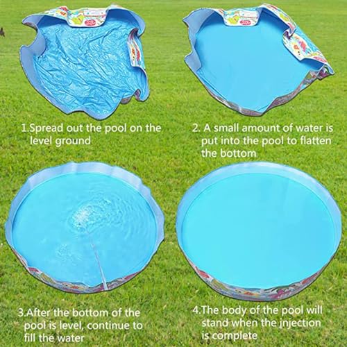 Image of LONGMIRE 5 Ft Round Swimming Pool for Kids Folding & Durable Swim Center Pool for Kids 1 to 5 Years No Need for an Air Pump - Multicolor