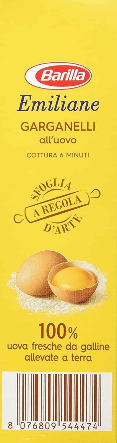 10 pasta Barilla all'Uovo Emiliane Garganelli n° 180 pasta con huevo 250 g