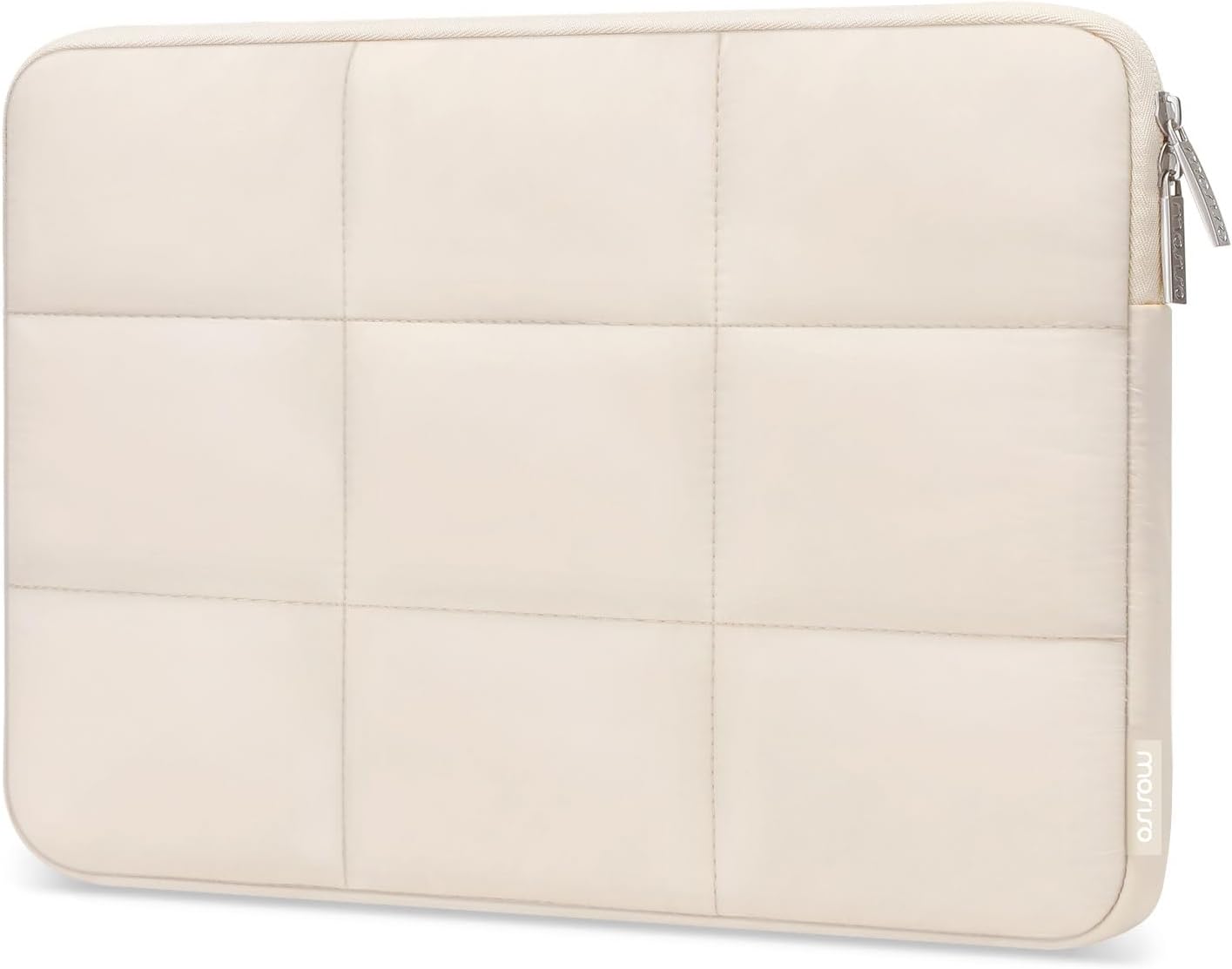 MOSISO 13-14 inch Laptop Case, 13.3 inch Puffy Laptop Sleeve Compatible with MacBook Air 13 13.3 13.6/Pro 13/14, HP, Dell, ASUS, Lenovo, Rectangle Quilted Puffer Computer Bag for Women, Sand