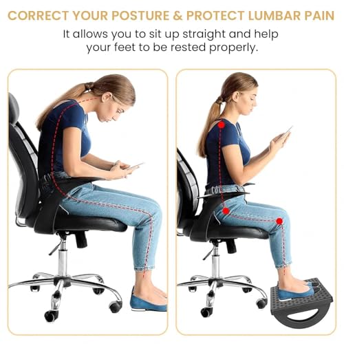 Image of AMIRATE Foot Rest for Office Chair with Acupressure Points and Roller | Ergonomic Footrest for Office Desk | Foot Rest Under Table | Foot Stool for Home, Office Table, and Sofa (Unbreakable, Non-Slip Legs)
