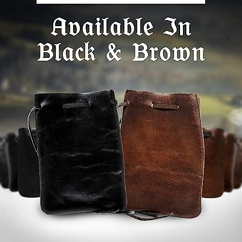 Nabob Leather Leather Drawstring Pouch, Coin Bag, Medicine Tobacco Pouch Medieval Reenactment Made in U.S.A Size 7" x 4"4