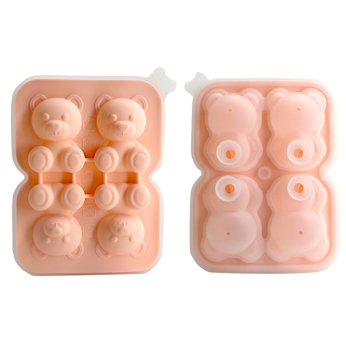 IBAMA 3D Cute Bear Ice Cube Mold, 4 Cavity Silicone Animal Mold Ice Cube for DIY Iced Coffee Milk Tea Beverage Drink Decoration Reusable and BPA Free
