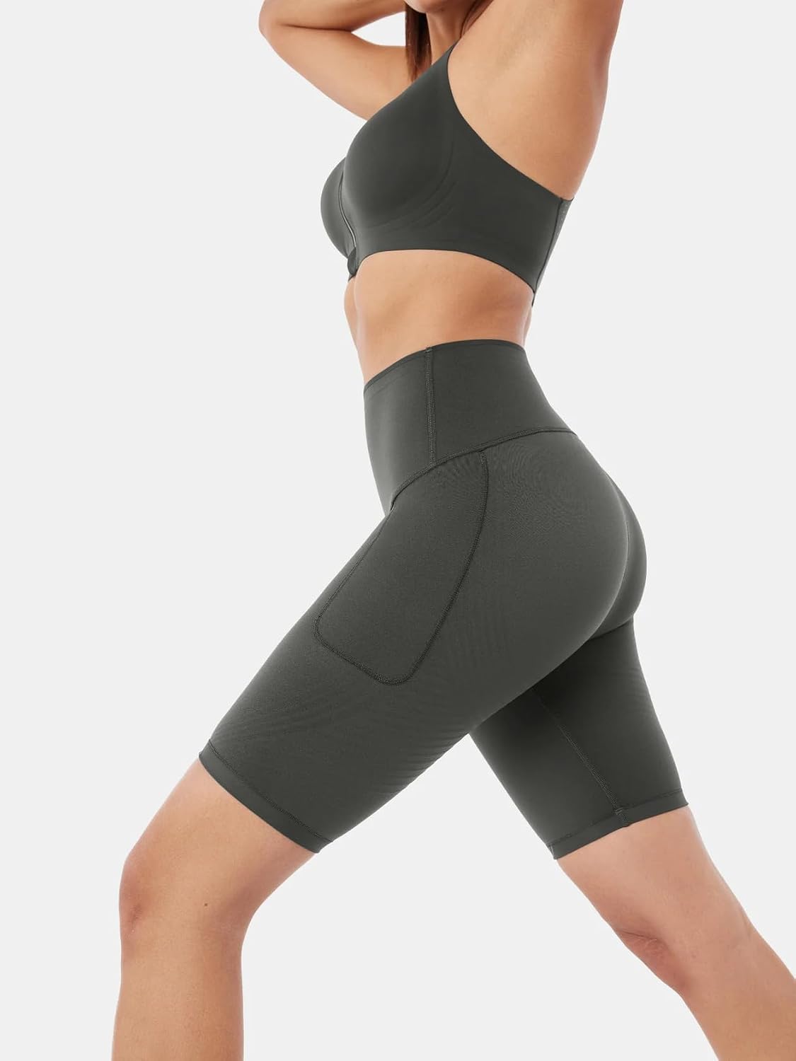 Fanka Body Sculpt 9" Biker Shorts with Side Pocket-Reversible Wear,Tummy Control Yoga Workout Shorts
