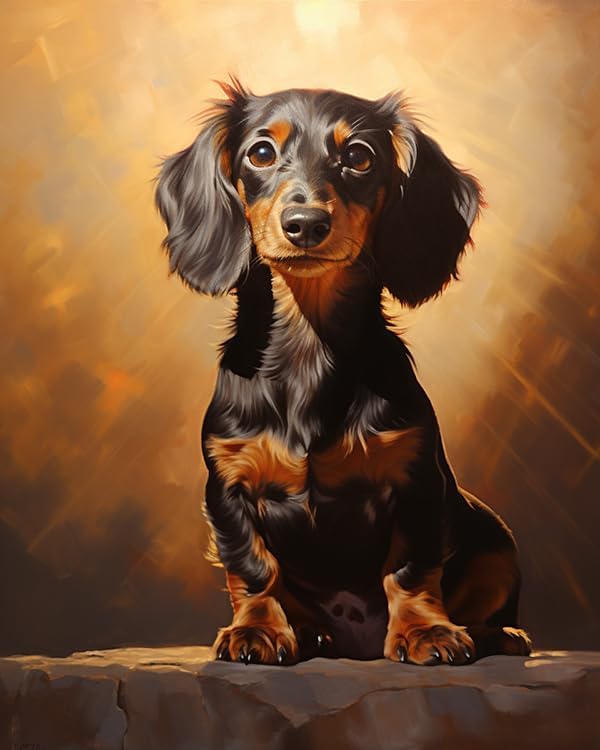 ZMHZMY DIY Paint by Numbers for Adults Dachshund with Brushes and Acrylic Pigment DIY Canvas Painting for Adults Beginner,40x50cm,Without Frame