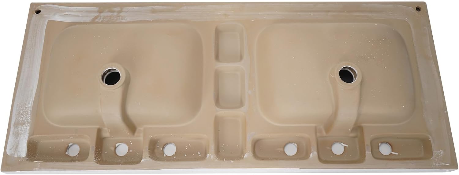48" Double Sink Bathroom Vanity Top, White Ceramic Rectangular Sink Countertop, Stain & Scratch Resistant, Porcelain Vanity Sink, 47.3"*19.7"*2"