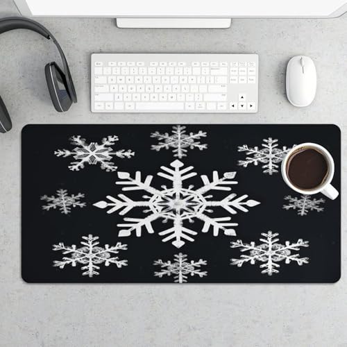 Tapis de souris imprimé flocon de neige blanc idéal pour bureau à la maison - 5