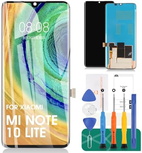 OLED for Xiaomi Mi Note 10 Lite Screen Replacement for Xiaomi Mi Note 10 Lite LCD Display for M2002F4LG M1910F4G Digitizer Touch Screen Assembly Repair Kits (with Fingerprint)