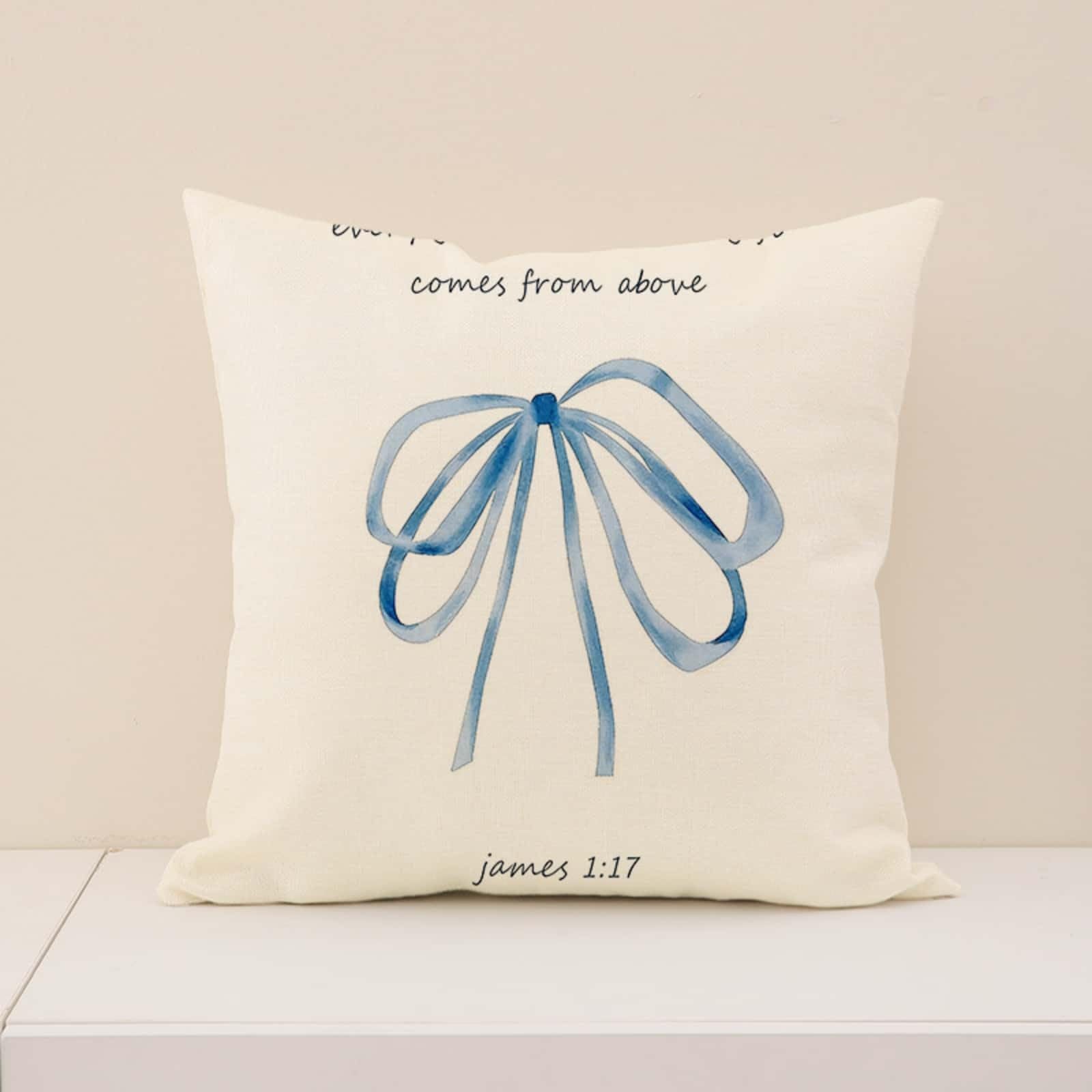 Large Cushion Covers 80cm x 80cm Blue Bow Home Decorative Square Cushions,Linen Throw Pillow Cases for Bedroom Sofa Farmhouse with Invisible Zipper