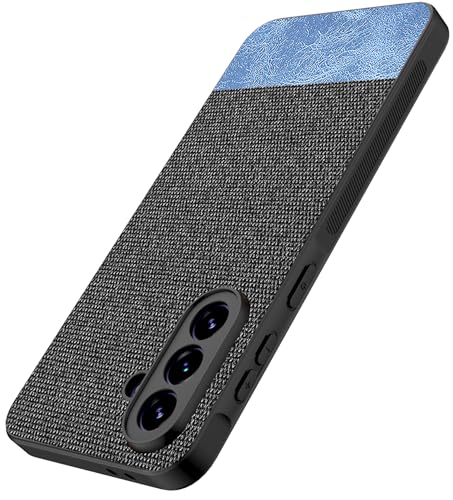 Image of Kapa Soft Fabric & Leather Hybrid Protective Back Cover for Samsung Galaxy A57 5G | Shockproof Slim Hard Anti Slip Back Case (Black,Blue)