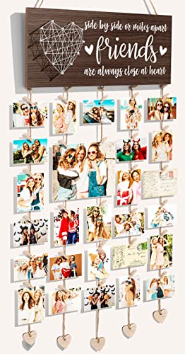 Best Friend Birthday Gifts For Women, Valentines Day Gifts For Best Friend Picture Frame, Long Distance Friendship Gifts For Bff Besties Sister Photo Holder Hanging Photo Display Collage Frame W/ Clip #TOP2