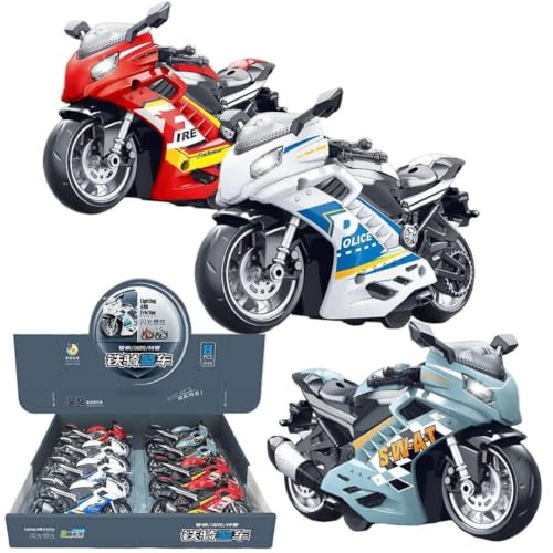 Image of Police Motorcycle Toy - Pull Back Motorcycle Toys, Tiny Gift with Music Lighting, Latte Motorcycles Toy for Kids Boys Age 3-8 Year Old (Sports Motorcycle Bike-Multicolor)