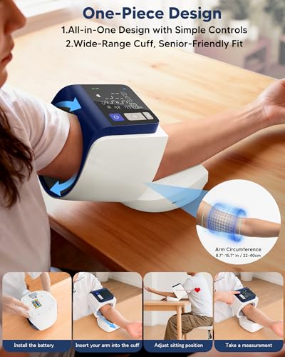 Arboleaf Blood Pressure Monitor for Home Use, Upper Arm No-Wrap Arm-in | 4 users x 199 readings, large display, 8.7-15.7 in arm fit, one-touch use, no app needed, irregular heartbeat alert, AA/USB-C - image 3