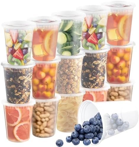 40 Pack 32oz Food Storage Containers with Airtight Lids Freezer Safe for Meal Prep Soup Slime Reusable for Lunches Leftovers Takeout BPA-Free Leakproof Stackable Microwave Dishwasher