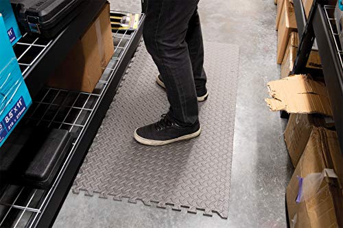 Performance Tool W88989 24" X 24" Protective Diamond Shape Anti-Fatigue Interlocking Floor Mat (24 Square Feet) , Grey #TOP4