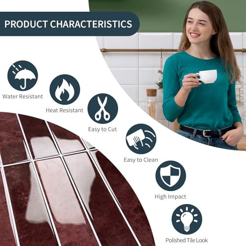 Image of Pack of 10 Upgrade Thicker Tile Stickers Adhesive Tiles Wall Tiles