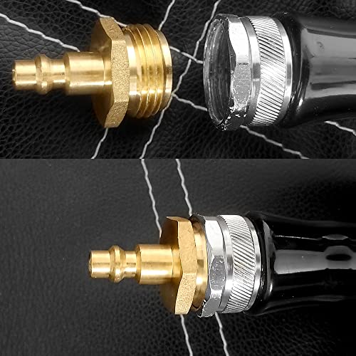 Image of SIGURANTA RV 1 /4 inch Quick Connector to 3 /4 inch GHT Garden Hose Adapter - Brass (Male + Female), Winter Freeze Protection & Water Drain for Camping RV, Boat, Hose Blow-Out Plugs