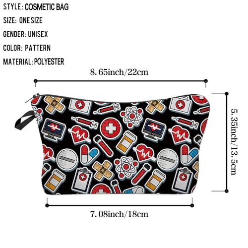 Livel lhood Black Medical Supply Cosmetic Bag for Women Cute Makeup Bag for Purse Travel Toiletry Zipper Pouch for Women Gifts Black Medical Supply Makeup Bag for Her