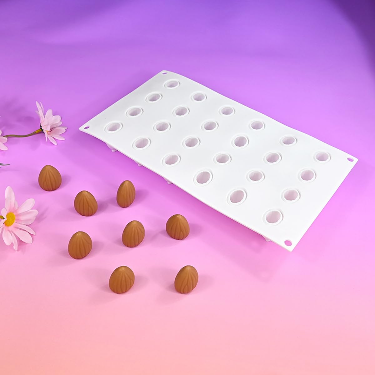 mostsom Moldes de silicona para hornear, molde antiadherente en forma 3D para mousse, fondant, postre francés, pastelería, chocolate, gelatina y tarta de queso (C_almendra)