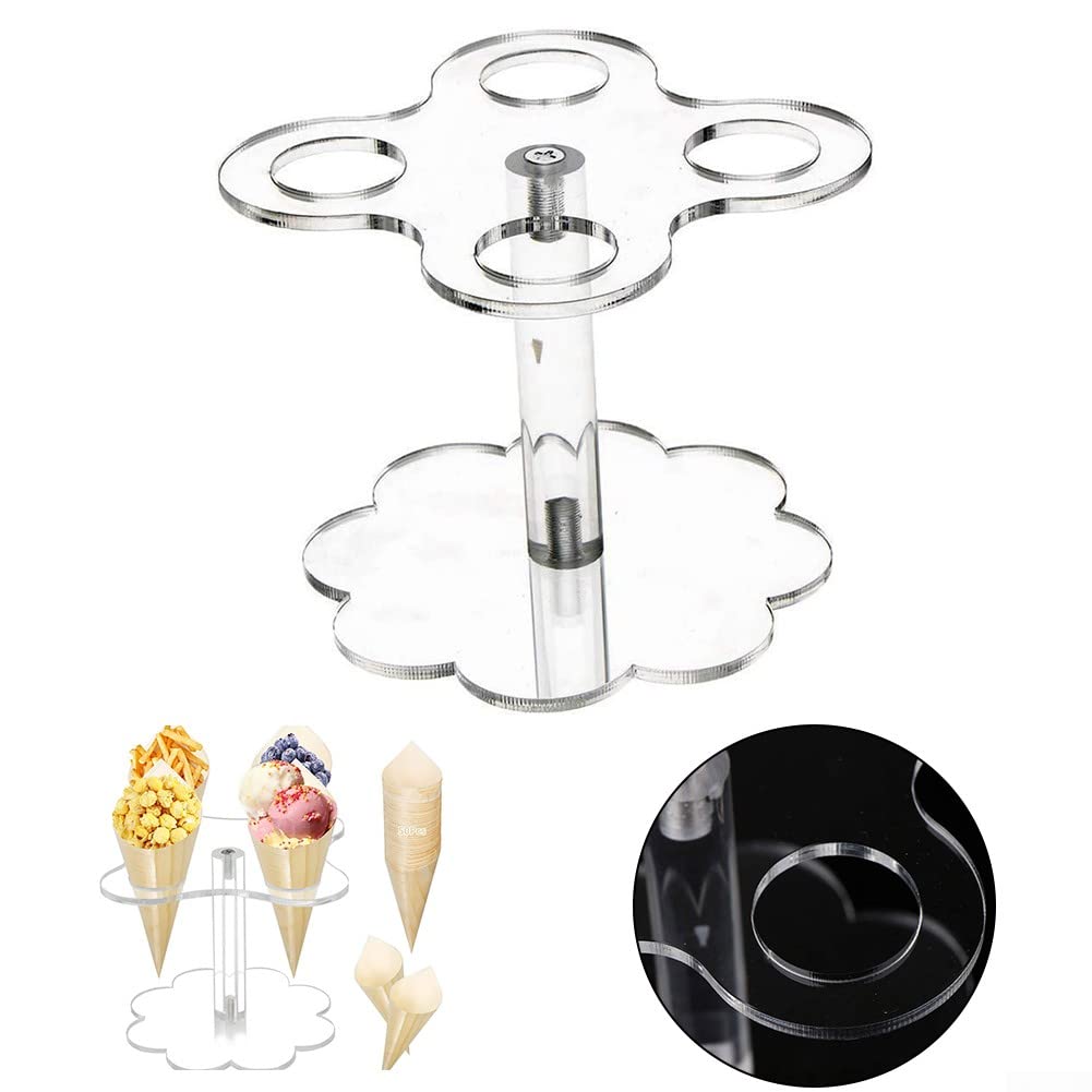 6 Gaten Ijsje Houder Helder Acryl Wafel Kegel Display Stand Ijs Sneeuw Kegel Rack Voor Bruiloft Verjaardag Party bruidstaart Stand